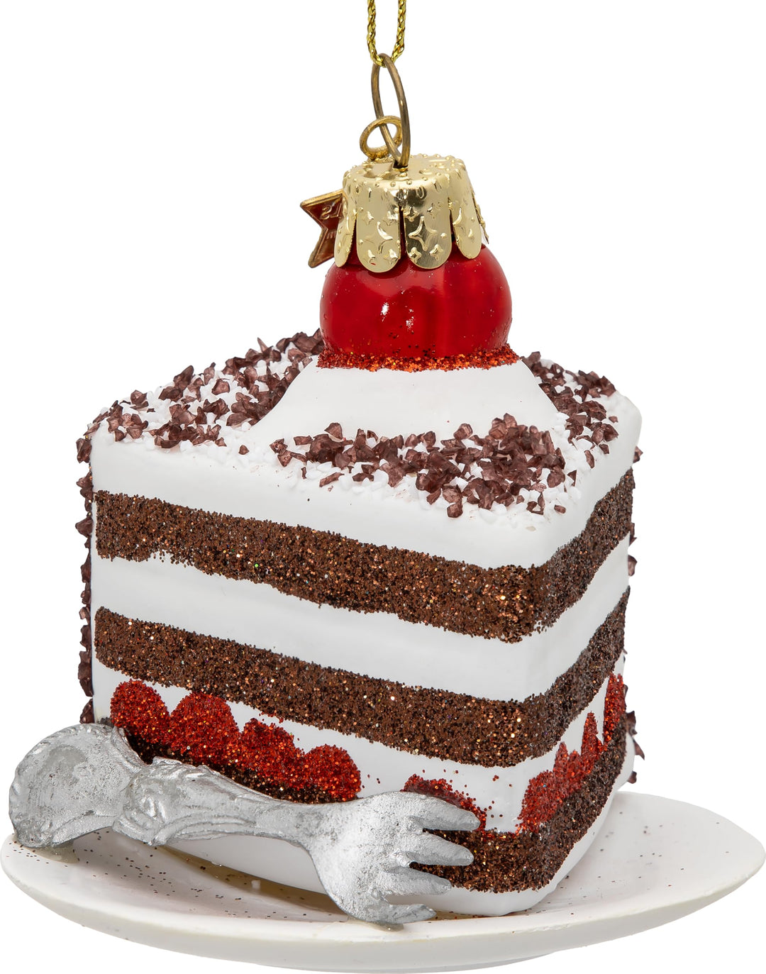 SIKORA Schwarzwälder Kirsch Torten Stück besondere Weihnachtskugel Glas Christbaumschmuck Deko Figur