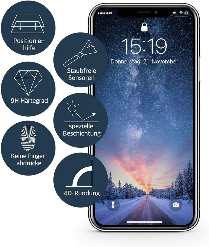 Kompatibel Mit iPhone XS Max 11 Pro Max, Curved, inkl. Applikator, Staubfrei, Notch Unsichtbar, Prem