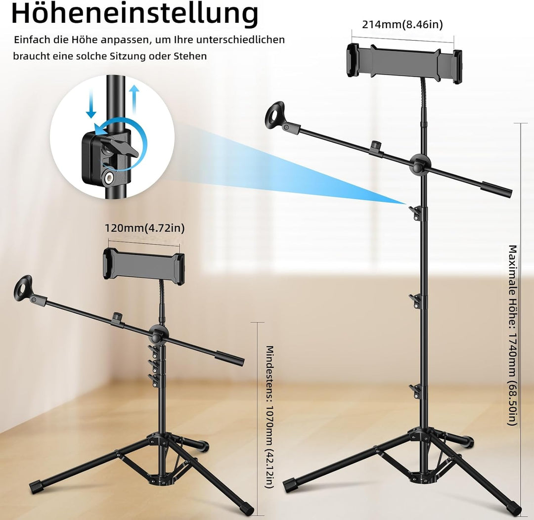 Mikrofonständer, 6-in-1 Mikrofon ständer,Boden-Boom-Mikrofon ständer,Unterstützt Gooseneck,Mikrofonk