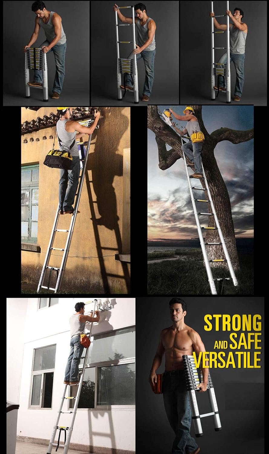 Teleskopleiter aus Aluminium, ausziehbare Teleskopleiter, Teleskopleiter, Klappleiter, Loft Ladder,