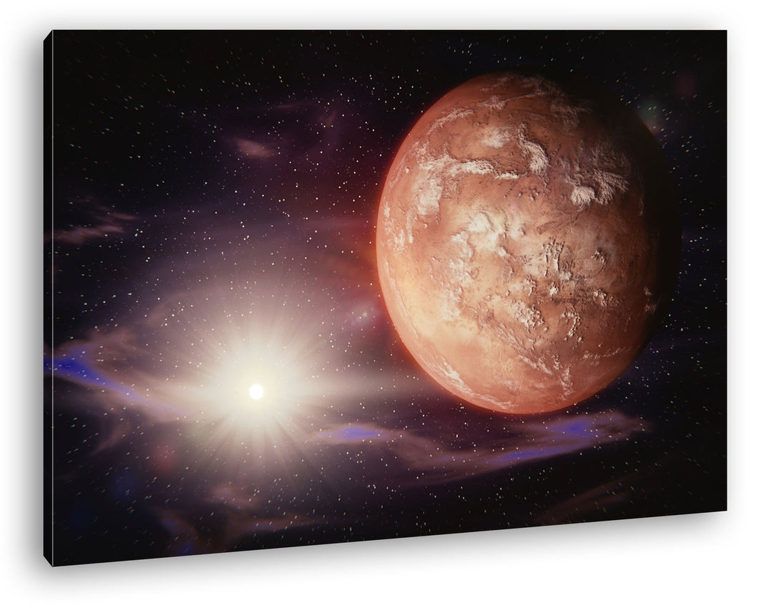 deyoli Dark Planet Mars in unserem Sonnensystem Format: 100x70 als Leinwandbild, Motiv fertig gerahm
