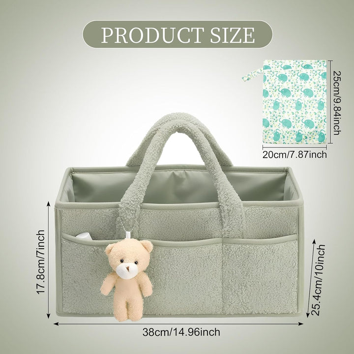 Wickeltisch Organizer und Windeltasche Set, Wickelkorb Tragbarer mit Herausnehmbaren Fächern, Baby W