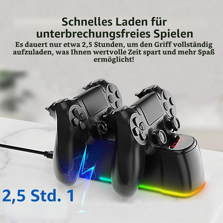 Controller Ladestation für PS4,Controller Ladestation für PS4 mit RGB Lichteffekt, Dual Controller G