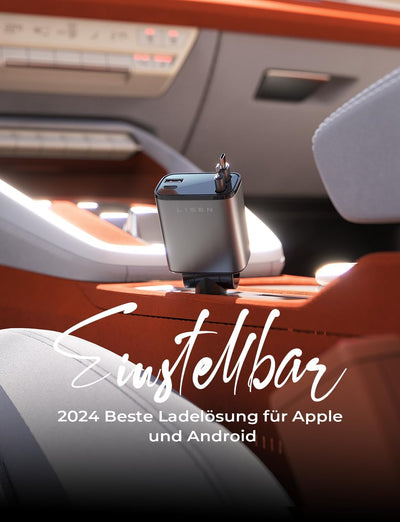 LISEN 69W Einziehbares Zigarettenanzünder USB C Schnellladegerät Ladegerät Auto Retractable ladekabe