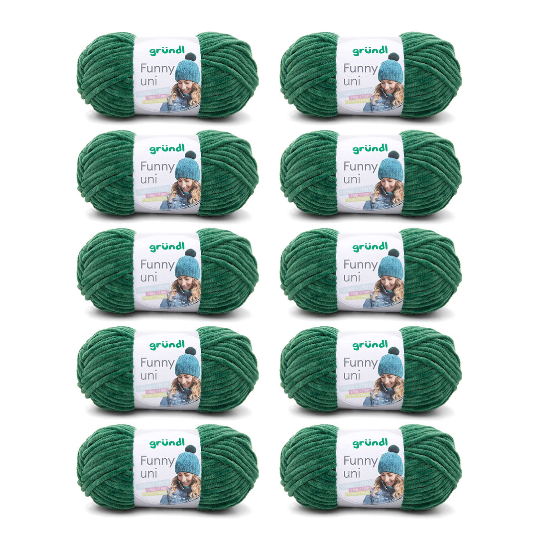 Gründl Funny uni Strick- & Häkelgarn (samtartiges Chenille-Garn aus 100 % Polyester, 10 x 100 g / 12
