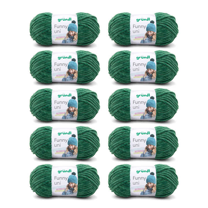 Gründl Funny uni Strick- & Häkelgarn (samtartiges Chenille-Garn aus 100 % Polyester, 10 x 100 g / 12
