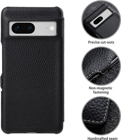 STILGUT Book Case kompatibel mit Google Pixel 7 Hülle aus Leder mit Clip-Verschluss, Lederhülle, Kla