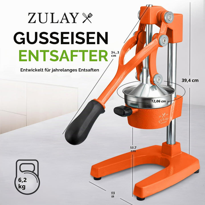 Zulay Kitchen Orangensaftpresse aus Gusseisen, robust, leicht zu reinigen, professionelle Zitruspres