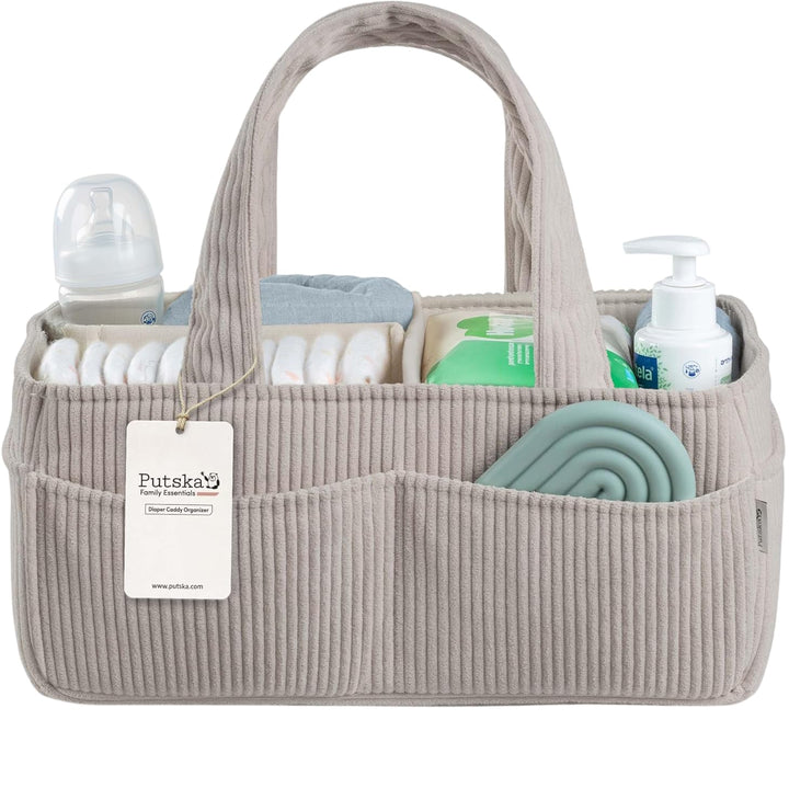 PUTSKA Baby Diaper Caddy Organizer for Changing Table – Stylish Nursery Storage Basket, Newborn Esse