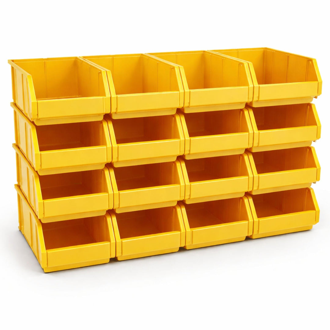 Rodopi 16er Set Stapelboxen, Grösse L | Sichtlagerkästen 335x209x152mm | Robuste Lagerboxen für Werk