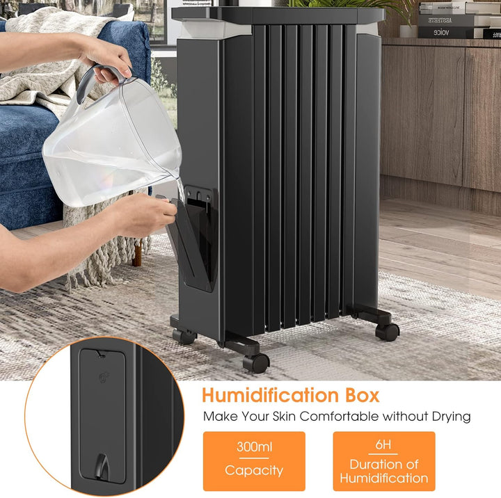 RELAX4LIFE Ölradiator 1500W, Elektrische Heizung mit 7 Rippen&3 Heizstufen&Handtuchhalter, Elektrohe