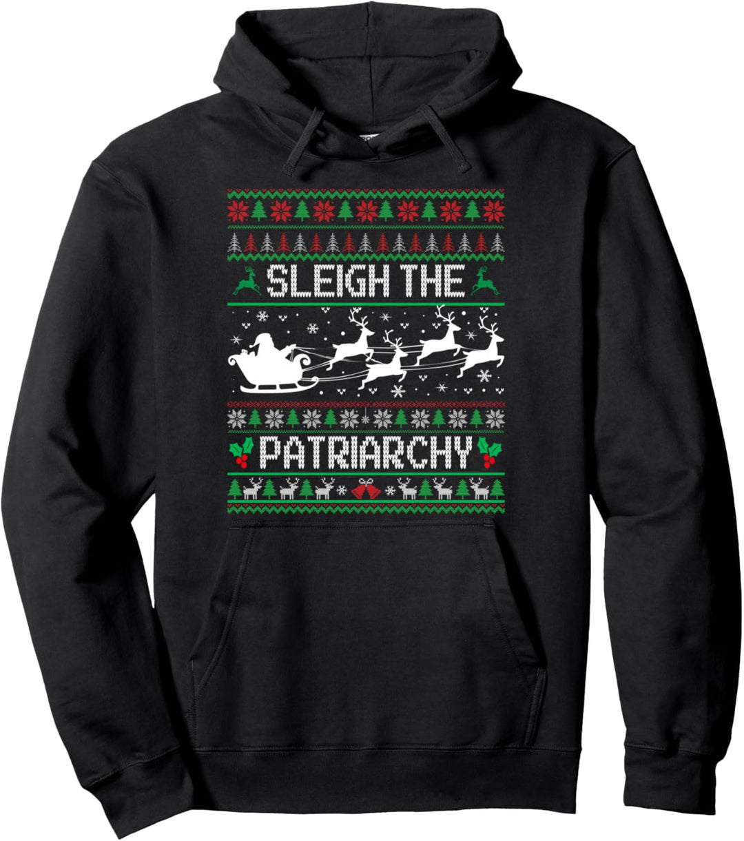 Schlitten Das Patriarchat Feminist Hässlich Weihnachten Meme Feiertag Pullover Hoodie