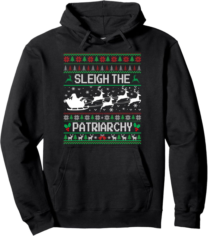 Schlitten Das Patriarchat Feminist Hässlich Weihnachten Meme Feiertag Pullover Hoodie