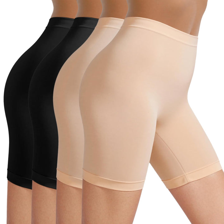 TIICHOO Radlerhose Damen Kurze Unter Kleid Anti Scheuer Sommer Leggings Kurz 4er Pack M 2 Schwarz/2