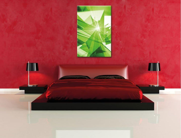 Abstrakt grünes Eis, Format: 100x70 auf Leinwand, XXL riesige Bilder fertig gerahmt mit Keilrahmen,