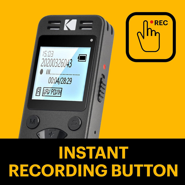 KODAK Hohe Intensität VRC350 digitaler Voice Recorder | Sprachgesteuertes wiederaufladbares Mini Dik