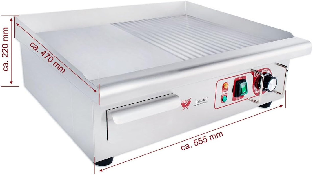Beeketal 'BGP-IV' Profi Gastro Gusseisen Grillplatte elektrisch mit 55 x 36,5 cm Grillfläche (glatt