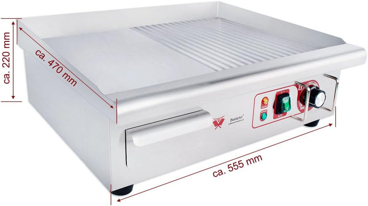 Beeketal 'BGP-IV' Profi Gastro Gusseisen Grillplatte elektrisch mit 55 x 36,5 cm Grillfläche (glatt