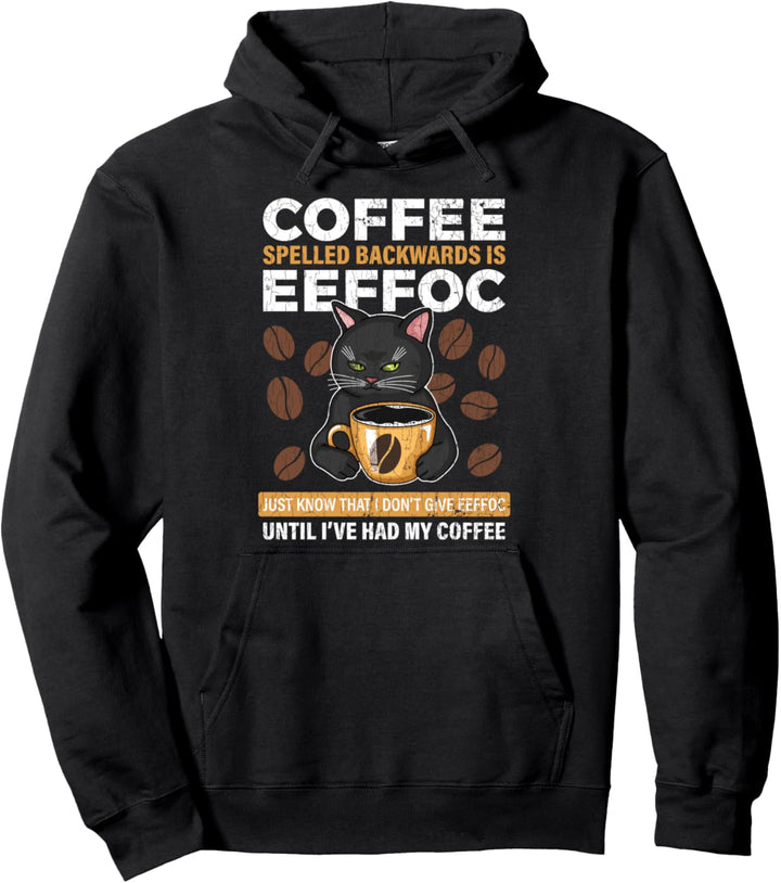 Coffee Spelled Backwards Eeffoc Funny Kaffetrinker Geschenk Pullover Hoodie