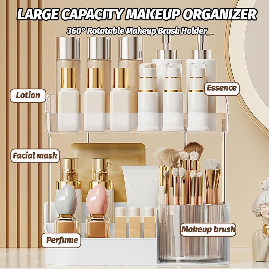 DASITON Make Up Kosmetik Organizer, 360° drehbarer Make Up Pinsel Organizer, Schmink Aufbewahrung fü