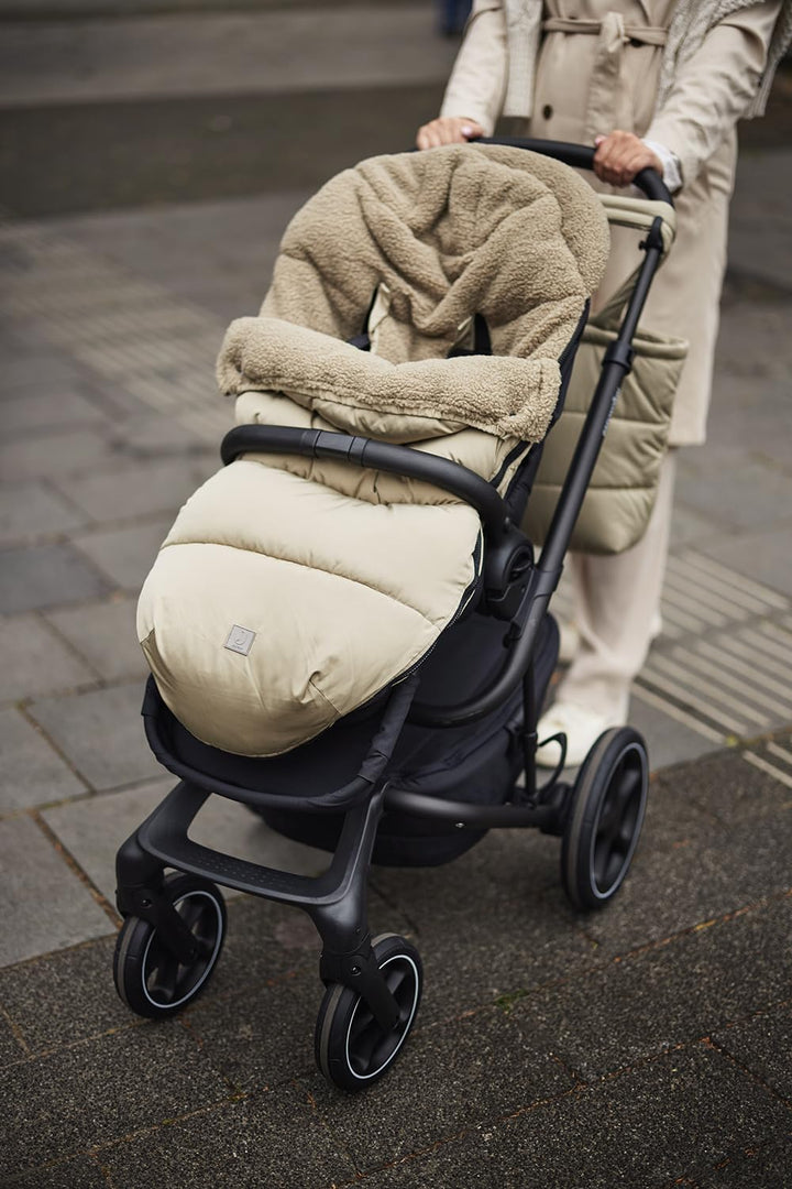 Jollein Fusssack Olive Green - Für Buggy und Kinderwagen - Für 3-Punkt- und 5-Punkt-Gurt - Mit Teddy