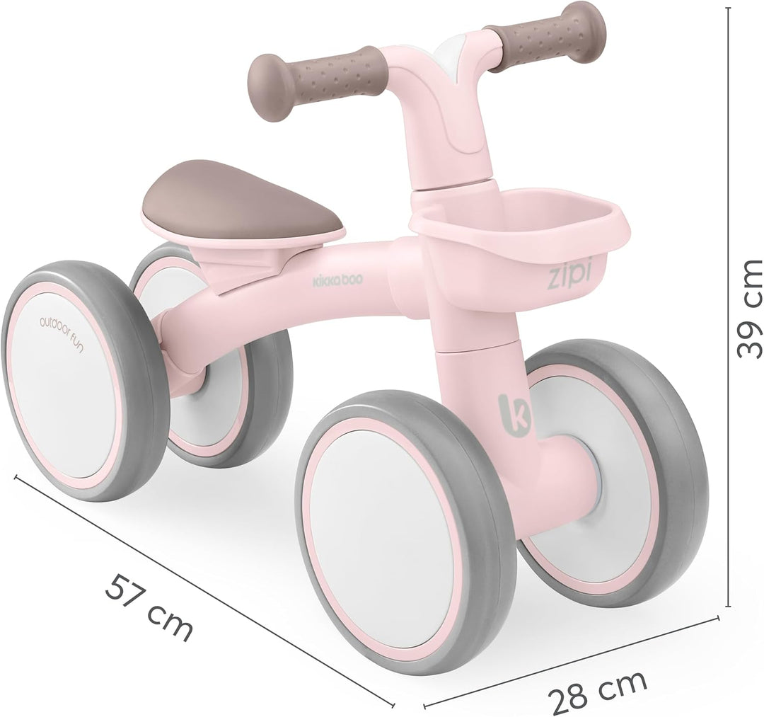 KikkaBoo ZIPI Fahrrad Ohne Pedale, Laufrad mit Korb, Einstellbar, Kinderspielzeug, Baby-Geschenk Ros