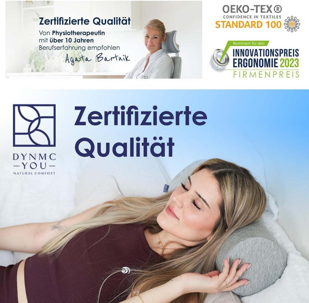 Nackenrolle mit Bezug - Kissenrolle - VERGLEICHSSIEGER SEHR GUT - [MIT PHYSIOTHERAPEUTEN ENTWICKELT]