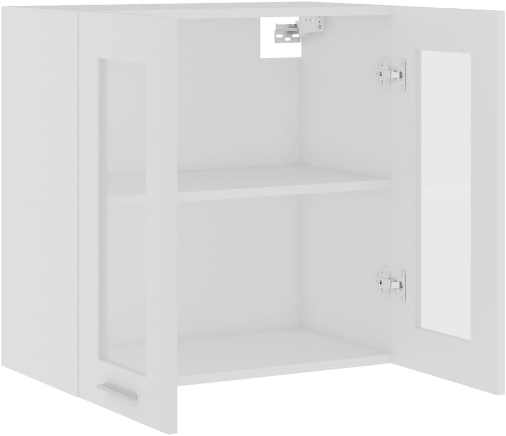 Refined Hängeglasschrank Lyon Weiss 60x31x60 cm Holzwerkstoff 1xausGlas(2Türen)60cm,60cm Weiss, 1xau