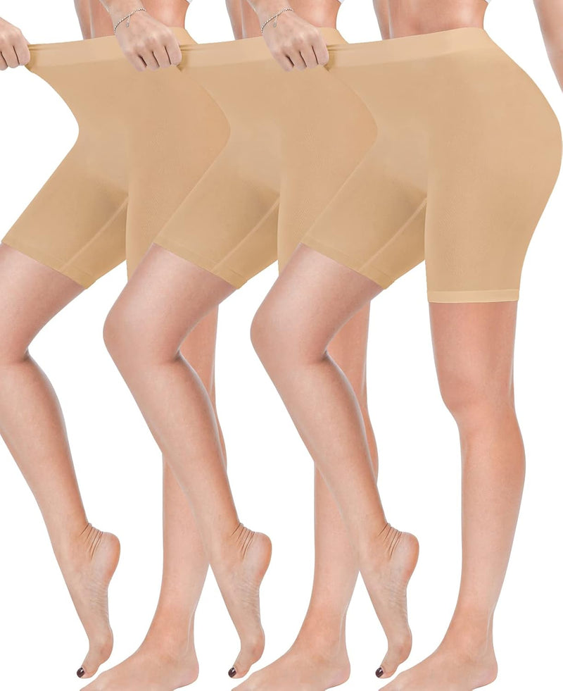 Damen Shorts Radlerhose Kurze, 3er Pack Anti Scheuern Unterhose für unter Kleider, Nahtlos Hohe Tail