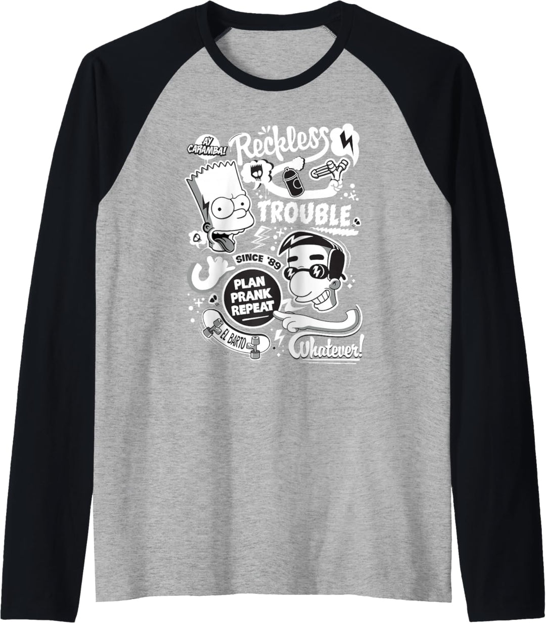 The Simpsons Bart and Milhouse Reckless Trouble Since '89 Raglan