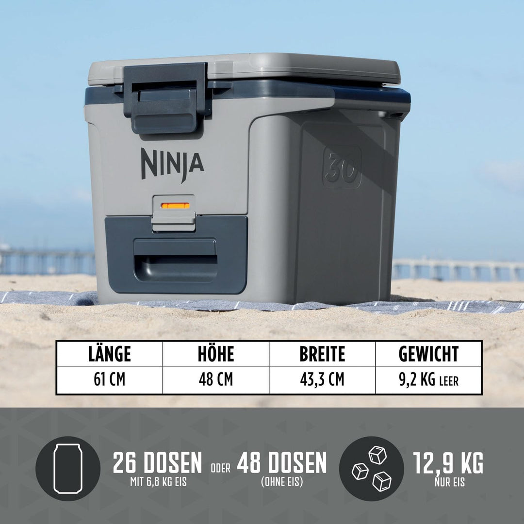 Ninja FrostVault Hard Cooler 47L, Premium isolierte Kühlbox, hält EIS bis zu 6 Tage 28l Grau, 28l Gr