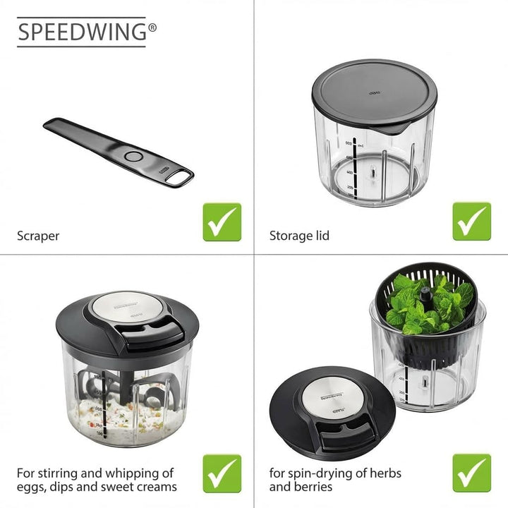 GEFU Multizerkleinerer SPEEDWING - manueller Zerkleinerer für Nüsse, Obst oder Gemüse, professionell