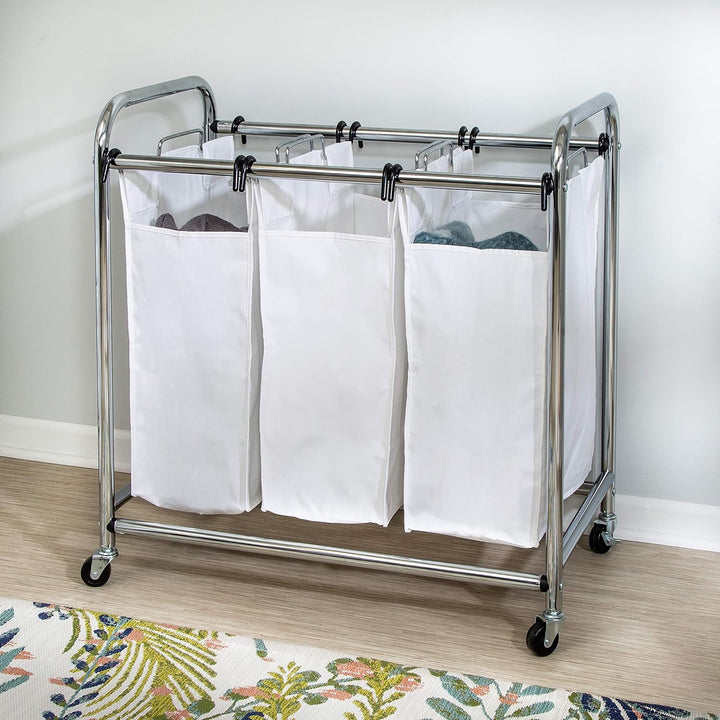 Honey-Can-Do SRT-01235 Verchromter Sortierer mit DREI Fächern Metall 45,7 x 78,1 x 81,3 cm, Chrom HD