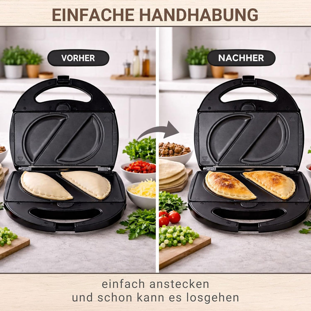 Syntrox Germany Empanada Maker Teigtaschenmaker Chefmaker SM-1300W Empanada mit herausnehmbaren