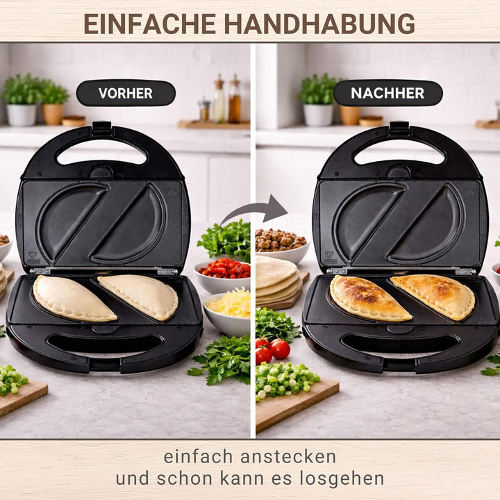 Syntrox Germany Empanada Maker Teigtaschenmaker Chefmaker SM-1300W Empanada mit herausnehmbaren