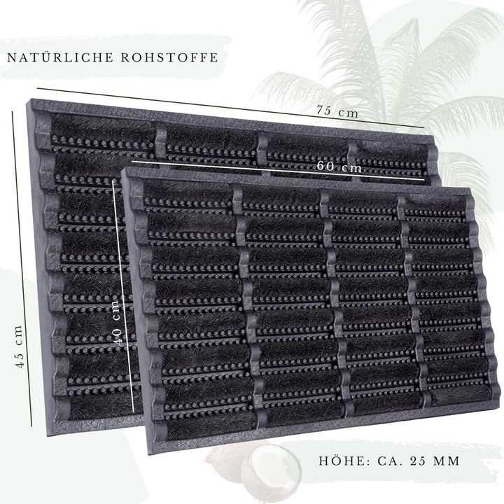Hanse Home Brushes Fussmatte Kokos und Gummi 45x75cm – rutschfeste Schmutzfangmatte für Innen und Au