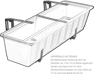 com-four® 4x Blumenkastenhalter für Balkon-Brüstungen und Geländer - flexible Befestigung aus Metall