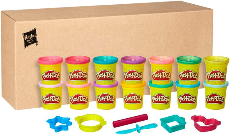 Play-Doh 14er-Pack Glitzerknete und Pastellknete, 84g-Dosen x14, x14