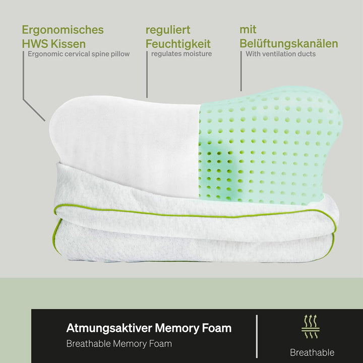 BLACKROLL® Recovery Pillow Set Jersey, orthopädisches HWS Nackenkissen aus Memory-Foam - Made in Ger
