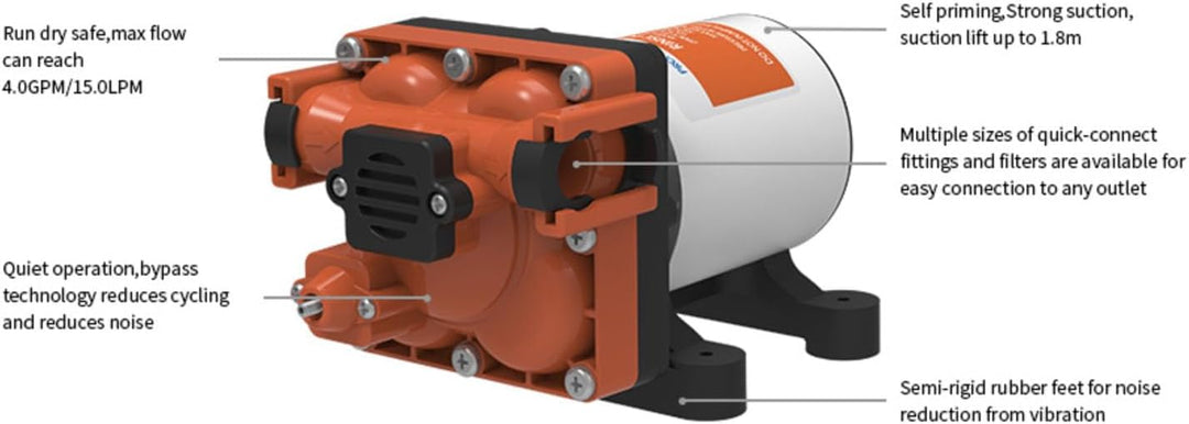 LIGHTEU®, SEAFLO 12V Marine Toiletten-Spülpumpe – Rinse Pump für Boot & Yacht, Frischwasser oder Mee
