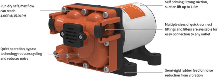 LIGHTEU®, SEAFLO 12V Marine Toiletten-Spülpumpe – Rinse Pump für Boot & Yacht, Frischwasser oder Mee