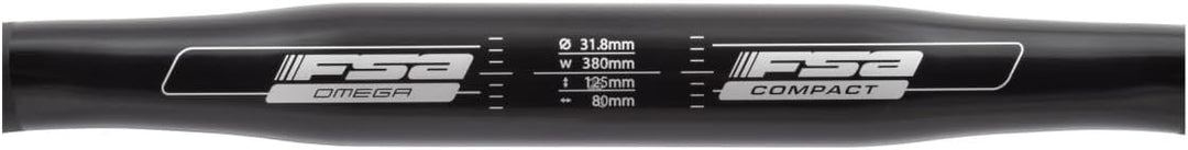 FSA Unisex-Adult Lenker Omega Compact, Ø31.8, Al6066 Piega 380mm 31,8, schwarz, 38 cm 38 cm Schwarz,