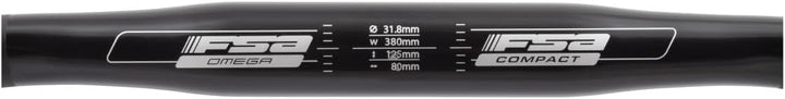FSA Unisex-Adult Lenker Omega Compact, Ø31.8, Al6066 Piega 380mm 31,8, schwarz, 38 cm 38 cm Schwarz,