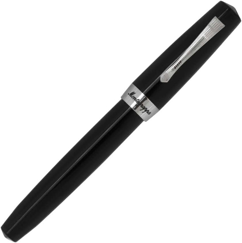 Montegrappa Elmo 02 Füllfederhalter aus Edelstahl in der Farbe Jet-Black Federstärke: F, Länge: 14,2