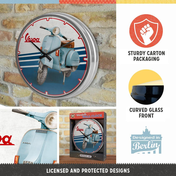 Nostalgic-Art Retro Wanduhr, Ø 31 cm, Vespa – Iconic – Geschenk-Idee für Roller-Fans, Original Lizen