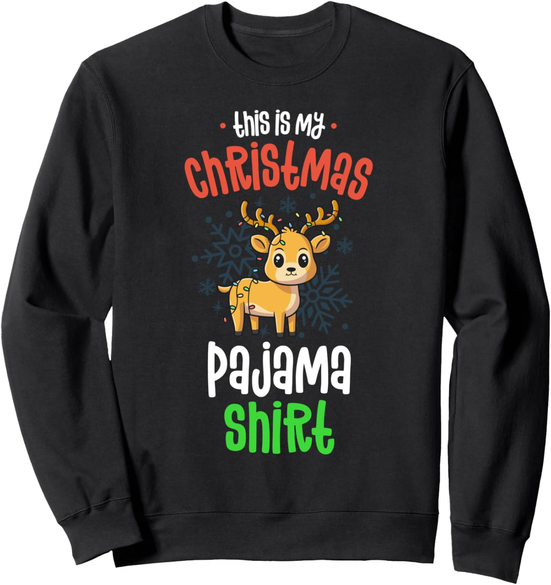 This Is My Christmas Pajama Shirt Reindeer Boys Kids Xmas Sweatshirt
