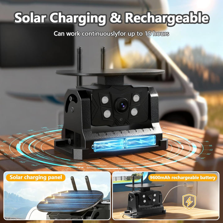 Rückfahrkamera Kabellos Solar Magnetische Rückfahrkamera Funk VASTEND 7'' 1080P Touchscreen IPS Moni