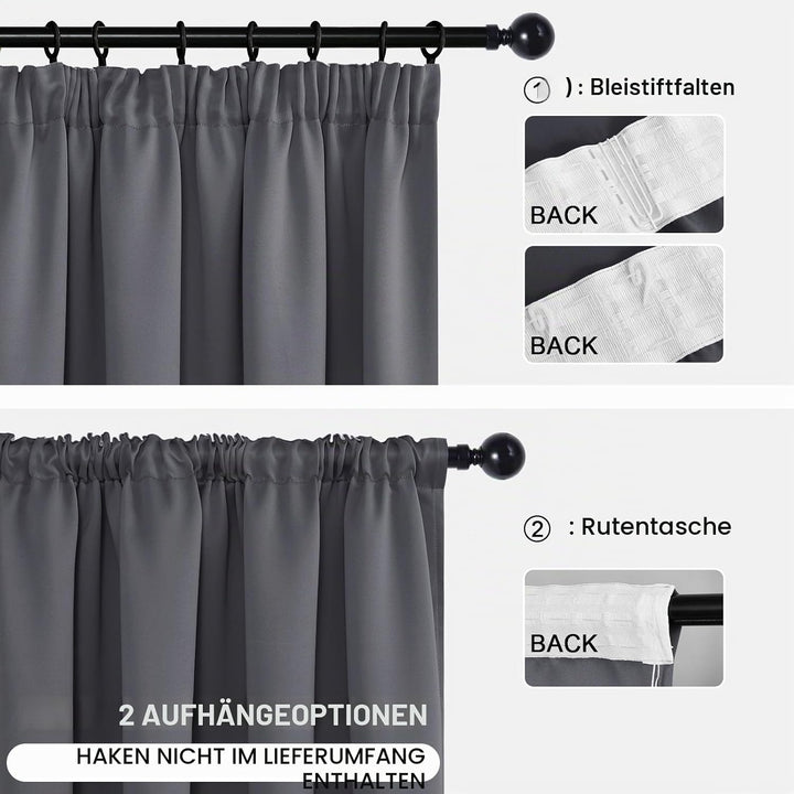 DWCN Vorhang Blickdicht mit Kräuselband Verdunkelungsgardinen mit Ösen 2 Stücke Wärmeisolierend Ther