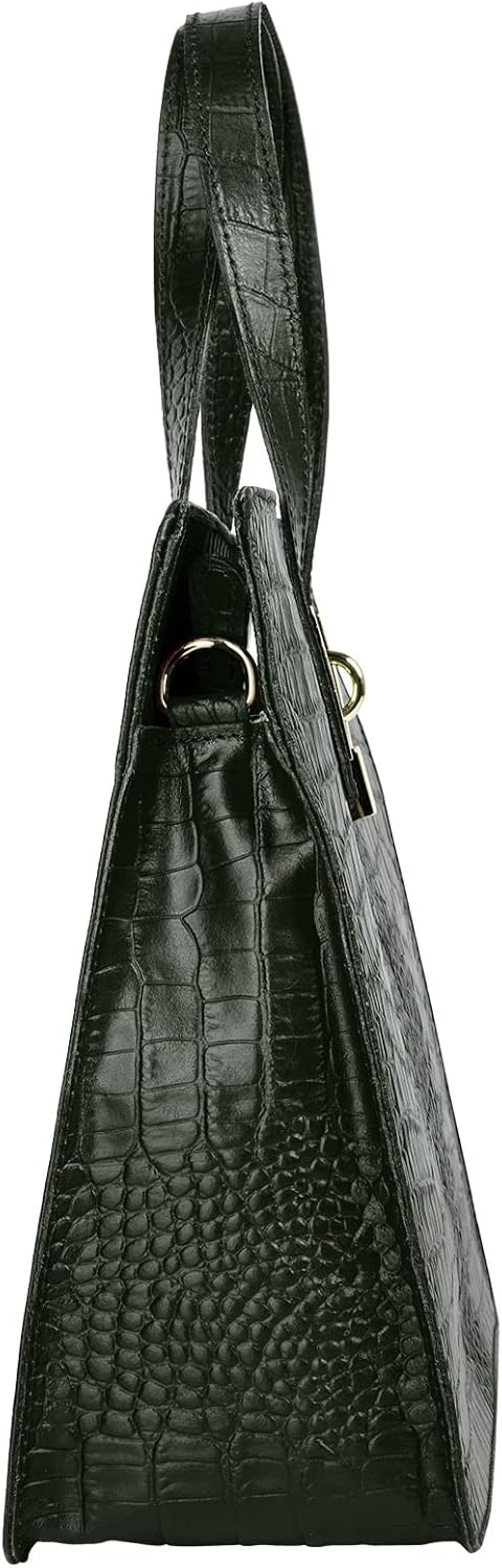 Cluty Handtasche Echt Leder Damen - 021321 Dunkelgrün, Dunkelgrün