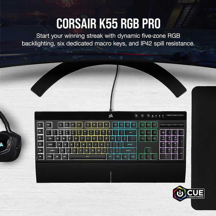 Corsair K55 RGB Pro – Dynamische RGB-Hintergrundbeleuchtung – – IP42 Staub- und spritzwassergeschütz